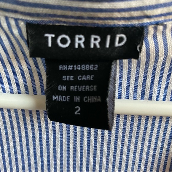 Torrid Blue/White Striped Button Down Blouse - Picture 3 of 4